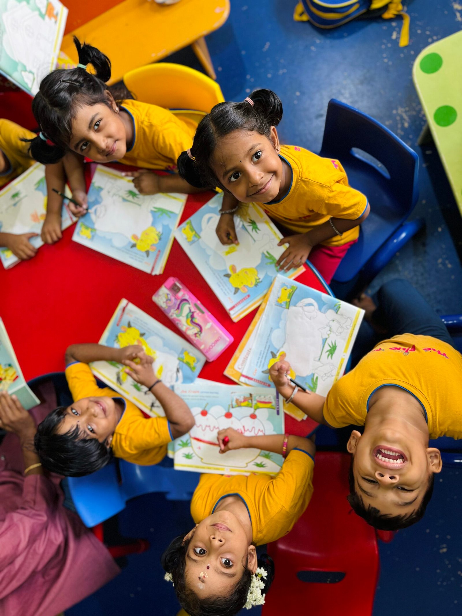 Children learning with teacher